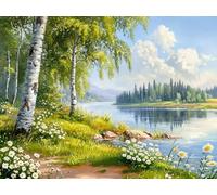 Kit Diamond Painting Adulte Arbre Peinture Diamant Painting Lac Broderie Diamant Kit Complet, 5D Broderie Point de Croix Cristal Art Loisirs Créatifs Adultes pour Décoration Murale 90x120 cm E0-463