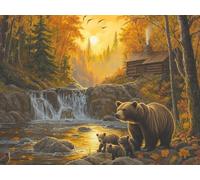Kit Diamond Painting Adulte Automne Peinture Diamant Painting Jungle Broderie Diamant Kit Complet, 5D Broderie Point de Croix Cristal Art Loisirs Créatifs Adultes pour Décor Murale 90x120 cm E0-443