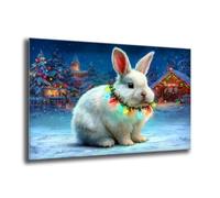 Kit Diamond Painting Adulte Enfant, Diamond Painting Blanc Lapin, Ronde Diamant Peinture Diamant Adulte Kits, Kit Broderie Enfant pour Chambre Salon Murale Decoration, Cadeau de Détente 40x55 cm L-743