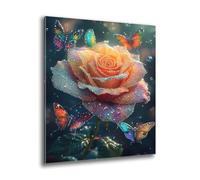 Kit Diamond Painting Adulte Enfant, Diamond Painting Papillon Rose, Ronde Diamant Peinture Diamant Adulte Kits, Kit Broderie Enfant pour Chambre Murale Decoration, Cadeau de Détente 20x25 cm L-581