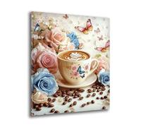 Kit Diamond Painting Adulte Enfant, Diamond Painting Rose Café, Ronde Diamant Peinture Diamant Adulte Kits, Kit Broderie Enfant pour Chambre Salon Murale Decoration, Cadeau de Détente 20x25 cm L-665