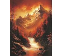 Kit Diamond Painting Adulte Rouge Peinture Diamant Painting Paysage Broderie Diamant Kit Complet, 5D Broderie Point de Croix Cristal Art Loisirs Créatifs Adultes pour Décor Murale 90x120 cm E0-1283