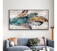 Kit Diamond Painting Plumes colorées Peinture Diamant 5d Complet Enfant,Kit Broderie Diamant grand Format,Diamant Painting Art Creatif Adulte,Canevas Artisanat la Décoration Murale 50x100cm,20x40in