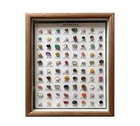 Kit d'identification des minéraux - Ensemble de présentation de collection de roches de brut, assortiment d'échantillons de pierres précieuses naturelles, étui de rangement avec cadre en bois,