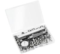 Kit d'œillets de 6,35 mm avec outils - Ensemble de 120 œillets en métal et œillets dans un étui de rangement pour tissu, cuir, toile, réparation de bâche, couture et loisirs créatifs