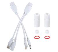 Kit d'injecteur PoE et répartiteur PoE 2 pièces, câble Adaptateur DC12V POE répartiteur d'injecteur étanche Non Standard, câble réseau Standard 10/100Mbps Cat5/5e/6(White)