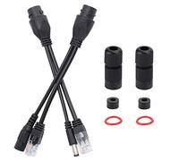 Kit d'injecteur PoE et répartiteur PoE 2 pièces, câble adaptateur DC12V POE répartiteur d'injecteur étanche non standard, câble réseau standard 10/100Mbps Cat5/5e/6(Noir)