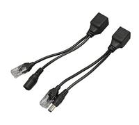 Kit D'injecteur Séparateur POE, 1 Paire D'adaptateur POE Passif 12V Power Over Ethernet, Câble Séparateur D'injecteur avec Connecteur DC 5.5x2.1mm (Noir)