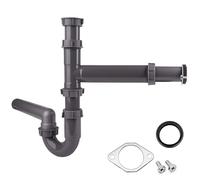 Kit d'installation complet pour élimination des ordures, kit complet de tuyau de vidange d'évier de cuisine pour évier à double cuve, plomberie de 3,8 cm, drain mural, comprend coude, siphon P, bride