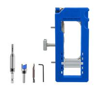 Kit d'installation de charnière de porte - Gabarit à mortaiser réglable et modèle de toupie pour toutes les charnières de 7,6 cm à 12,7 cm (carré, rayon de 6,3 mm et 1,6 cm) (bleu)