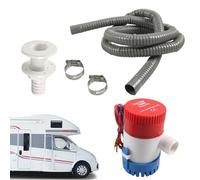 Kit d'installation de pompe de Bilge | 12V Mer pompé avec tuyau de 78,7 pouces | Raccord Thru-Hull Inclus | Deux colliers de serrage en acier inoxydable | Convient pour les chasses de bateaux de