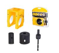 Kit d'installation de serrure de porte avec coupe-trous en acier carbone de 54 mm et 25 mm pour portes en bois, avec gabarit de guidage réglable et foret à arbre