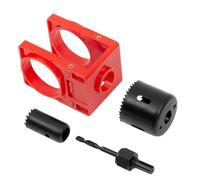 Kit d'installation de serrure de porte, gabarit de poignée de portail en bois réglable avec scie cloche, outil d'installation de serrure pour porte de 35 à 45 mm d'épaisseur (rouge)