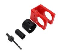 Kit d'installation de serrure de porte, kit de perçage de trou de porte, kits d'installation de serrure avec gabarit de guidage, scie cloche pour portes en plastique et acier au (Rouge)