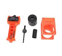 Kit d'installation de verrouillage de porte, scie à trous et outil de mortiser de verrouillage avec modèle de guide réglable pour les portes en bois de taille commune orange
