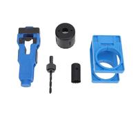 Kit d'installation de verrouillage de porte, scie à trous et outil de mortiser de verrouillage avec modèle de guide réglable pour les portes en bois de taille commune bleu