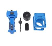 Kit d'installation de verrouillage de porte, scie à trous et outil de mortiser de verrouillage avec modèle de guide réglable pour les portes en bois de taille commune bleu