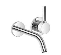 Dornbracht META Mitigeur mural de lavabo sans vidage, saillie 190mm, jet rond enrichi d'air, 36860660-93, Couleur: Chrome brossé