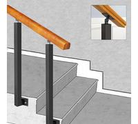 Kit d'installation en bois pour marches extérieures, rampes d'escalier, montage latéral avec 2 poteaux en fer forgé, hauteur 85 cm, idéal pour terrasses et patios, durable et élégant