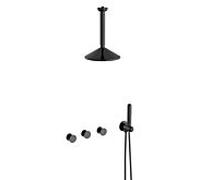 Kit d'installation encastré VitrA Liquid A4277739, avec pommeau de douche, noir brillant