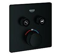 Kit d'installation Grohe Grohtherm Smartcontrol 291242430 : thermostat encastré, 2 vannes d'arrêt, carré, noir mat