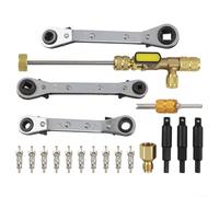 Kit d'installation pour extracteur de valve CVC avec clé de service et adaptateurs hexagonaux en laiton massif pour une utilisation durable et rapide (A)