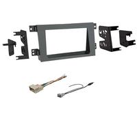 Kit d'installation stéréo double DIN gris pour tableau de bord, faisceau de câbles et adaptateur d'antenne radio AM/FM - Fabriqué pour Honda : pas d'ampli externe d'usine Véhicules : Ridgeline 2009