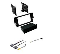 Kit d'installation stéréo double ou simple DIN noir brillant pour tableau de bord, harnais de câbles et adaptateur d'antenne de réception radio AM/FM - Fabriqué pour Honda Civic LX, LX-P et garnitures