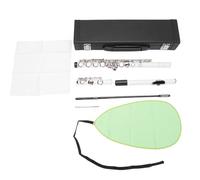 Kit d'instruments de flûte étudiant, flûte de cuivre blanche cuivre 16 pour les joueurs débutants et professionnels avec des coussinets de touche à la clé part