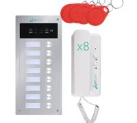 Kit d'interphone automatique 2 fils anti-vandalisme avec lecteur RFID | Complet avec téléphones, bloc d'alimentation | Très facile à installer. Installation pour encastrer et en surface