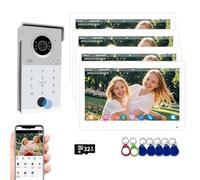 Kit d'interphone vidéo filaire pour appartement, moniteur tactile de 17,8 cm, sonnette 1080p, prise en charge des empreintes digitales, carte RFID, déverrouillage par mot de passe, surveillance pour
