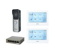 Kit d'interphonie vidéo IP, support multilingue, déverrouillage par carte RFID, 1 sonnette de porte 2 écrans