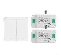 Kit d'interrupteur filaire avec télécommande RF 2 interrupteurs et 2 récepteurs, sans installation de recâblage, signal longue portée 433 MHz pour intérieur et extérieur