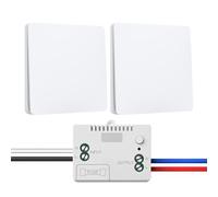 Kit d'interrupteur sans fil 230 V - Interrupteur sans fil cinétique sans fil - Interrupteur mural étanche (1 récepteur et 2 panneaux de commutation)