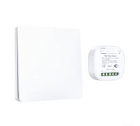 Kit d'interrupteur sans fil auto-alimenté WiFi blanc, pas de câblage nécessaire, récepteur étanche IP44, contrôle vocal et application Tuya Compatible avec Alexa Google Home pour lumières intérieures