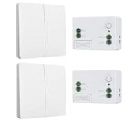 Kit d'interrupteur sans fil cinétique sans piles interrupteur auto-alimenté interrupteurs sans fil quinétique sans pile télécommande radio interrupteur d'éclairage sans fil RF (EU 2Gang 2V2 White)