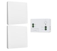 Kit d'interrupteur sans fil cinétique sans piles interrupteur auto-alimenté interrupteurs sans fil quinétique sans pile télécommande radio interrupteur d'éclairage sans fil RF (EU 1Gang 2V1 White)