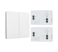 Kit d'interrupteur sans fil cinétique sans piles interrupteur auto-alimenté interrupteurs sans fil quinétique sans pile télécommande radio interrupteur d'éclairage sans fil RF (EU 2Gang 1V2 White)