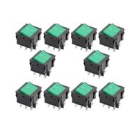 Kit d'interrupteurs à bascule 2D6P-GREEN KCD5 21 x 24 mm 6 A/12 A 250 V CA 10 pièces Controls Switches
