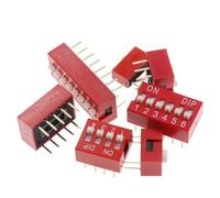 Kit d'interrupteurs DIP dans une boîte 1 2 3 4 5 6 Interrupteur à bascule 8 voies 2,54 mm Interrupteurs à pression rouges Kit mixte Chaque ensemble combiné de 5 pièces(3 Pin)
