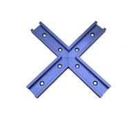 Kit d'intersection T-Track avec trous de montage pré-percés pour rail en T universel pour gabarits et fixations de travail du bois (100 mm, bleu)