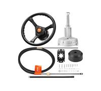 VEVOR Kit Direction Hydraulique Hors-bord avec Câble 3,96 m SS13713 et Volant 34,3 cm, Système de Direction Hydraulique Marin, Accessoires pour Bateau Voyage