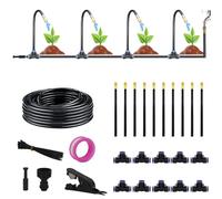 Kit d'irrigation automatique réglable à 360 ° avec 10 buses, système d'irrigation goutte à goutte à raccord rapide pour jardin, serre, pelouse et plantes 10 m