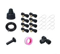 Kit d'irrigation réutilisable pour système de refroidissement par brume 15 | Longueur de 15 m, 35 pièces, plastique résistant aux UV, réduit la chaleur, s'adapte aux auvents de terrasse de jardin
