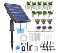 Kit d'irrigation solaire automatique pour jardin, système d'irrigation goutte à goutte automatique avec tuyau de 15 m, 15 pots, appareils d'auto-irrigation avec minuterie, pour plantes en pot en plein