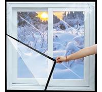 Kit d'isolation de fenêtre, 135 x 135 cm, coupe-vent et chaud en plastique vinyle transparent EVA épais amélioré pour fenêtres avec bande auto-adhésive à crochets et boucles - Noir