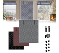 Kit D'isolation De Fenêtre 3 Couches Film Isolant Pour Fenêtres Anti Froid Rideau Thermique Pour Hiver 70 80 110 120 150cm Couverture De Fenêtre En Coton Pour Salon(Gris,39x47in/100x120cm)