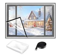 Kit D'isolation de Fenêtre 60x120 100x150 190x200cm Film Thermique Fenetre Anti Froid Rideaux Hivernage Autocollant Thermo Cover Fenetres pour Chambre Salon(150 * 160cm)
