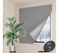 Kit D'Isolation de Fenêtre 76 x 62 cm, Portable, Économie D'Énergie, Imperméable, Ajustable et Amovible, Kit de Survitrage Autocollant, avec Ruban Adhésif pour Maison, Gris Clair