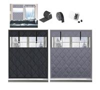 Kit D'Isolation de Fenêtre contre le froid, 60cm 80cm 100cm 130cm ensemble d'isolation thermique pour fenêtres d'hiver,Coupe-vent Rideau, kit de film isolant pour fenêtres(Black,90x100cm)